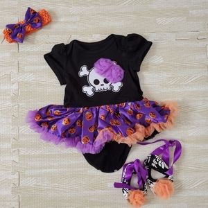 Halloween Skull Costume with heanband and shoes